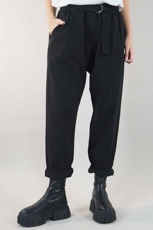 Made in Italy Premium Flat Front D Ring Magic Trouser Black //N15/20